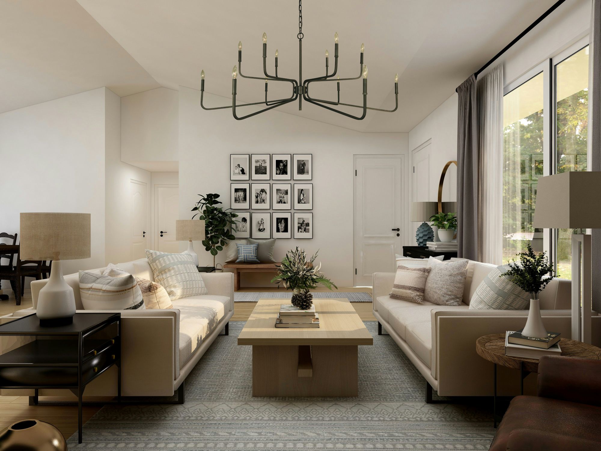 Custom Framburg pendant lighting specified for a residential interior project